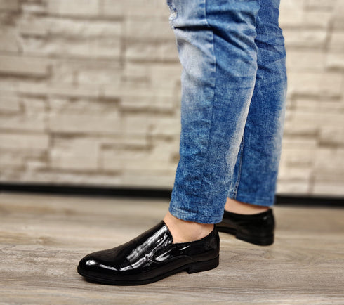 Pantofi eleganti, barbati, OTTER, V620002-01 negru, piele lacuita